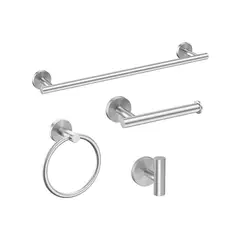 GENERICO - Set De 4 Accesorios De Baño Acero Inoxidable