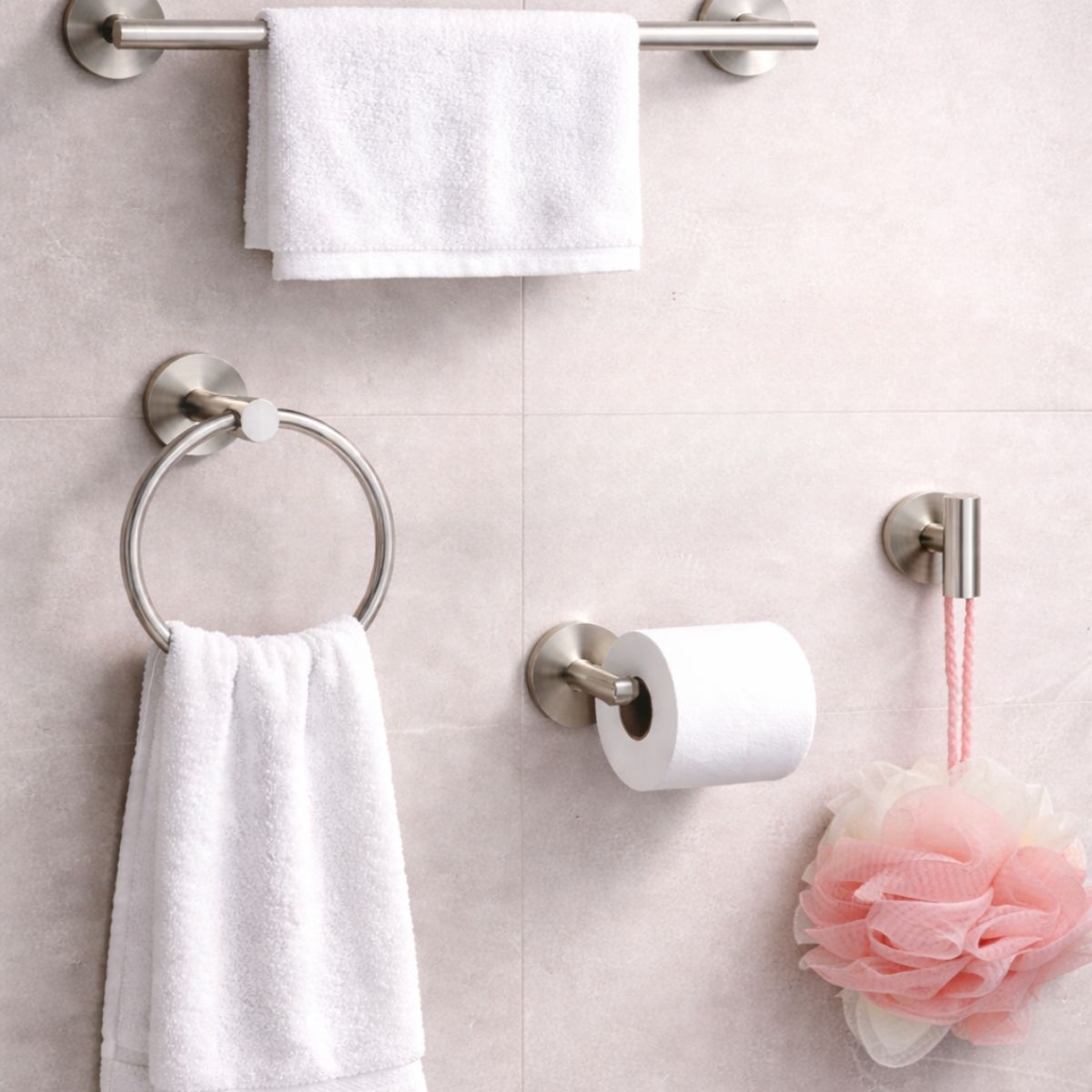 GENERICO - Set De 4 Accesorios De Baño Acero Inoxidable