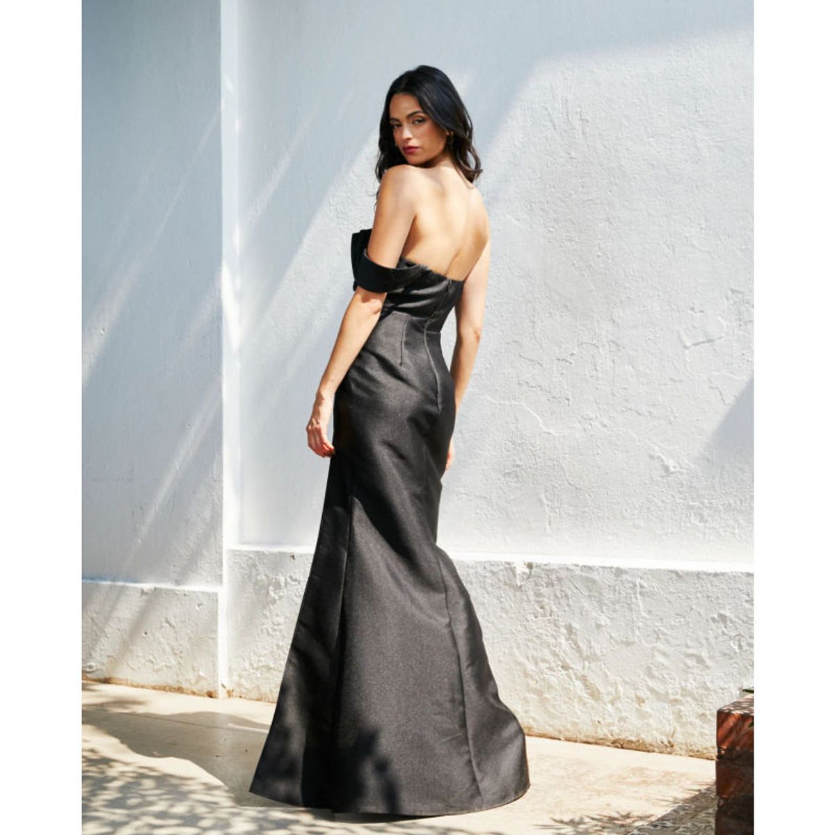 MI PLACARD - Vestido Largo de Fiesta Dominique un Hombro Negro