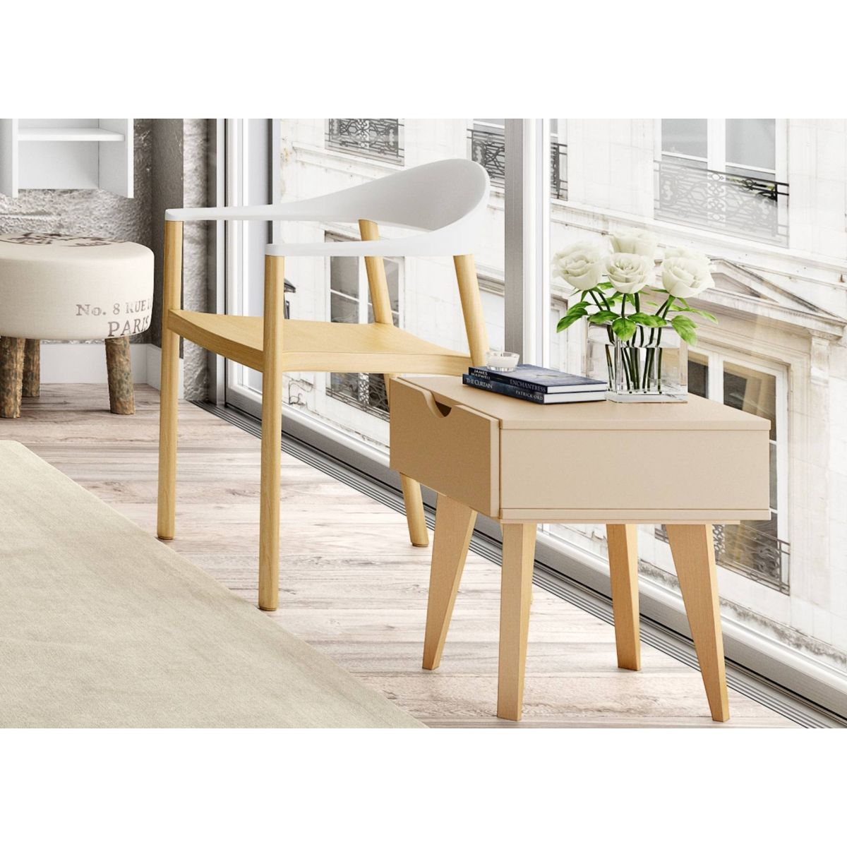 BE DESIGN - Velador Nordic Cajón Madera Be Design