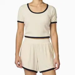 FILA - Polera Cropped Rib Mujer Blanco