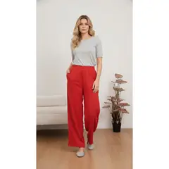 LIKE SHOP - Pantalón Palazzo Mujer Liviano Recto Pretina Alta Primavera Verano 8303