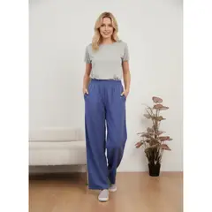 LIKE SHOP - Pantalón Palazzo Mujer Liviano Recto Pretina Alta Primavera Verano 8303