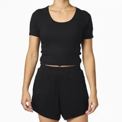 FILA - Polera Cropped Rib Mujer Negro