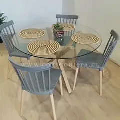 CORI CORI - Juego de Comedor Warwick 120cm + 4 Sillas Windsor