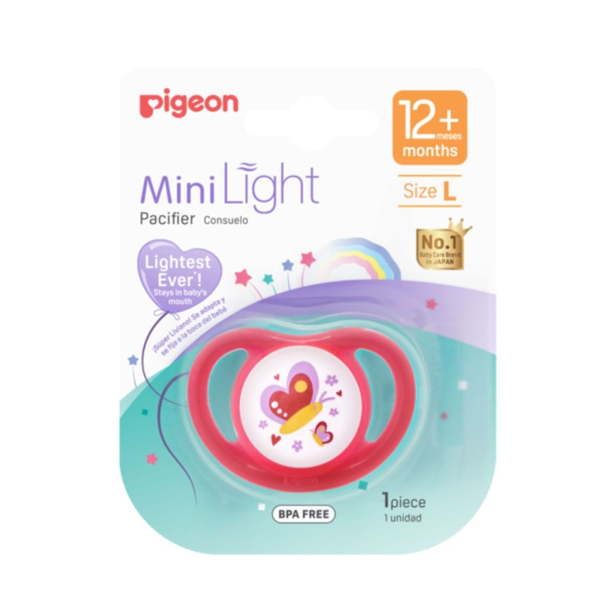 PIGEON - Chupete Odontológico Mini Light Talla L (Rojo)