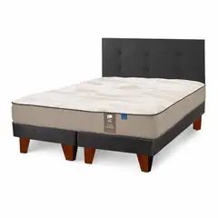 FLEX - Cama Europea Dual Sensity 2 plazas Box B/D+ Respaldo Royal Negro