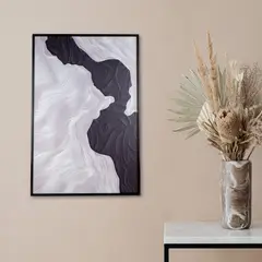 SOLEIO - Cuadro Decorativo Textura Olas del Mar Blanco y Negro 40 x 60 Cm