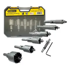 KAMASA - Set 6 Brocas Sierra Copa TCT Para Metal 16-18-20-22-25-35mm