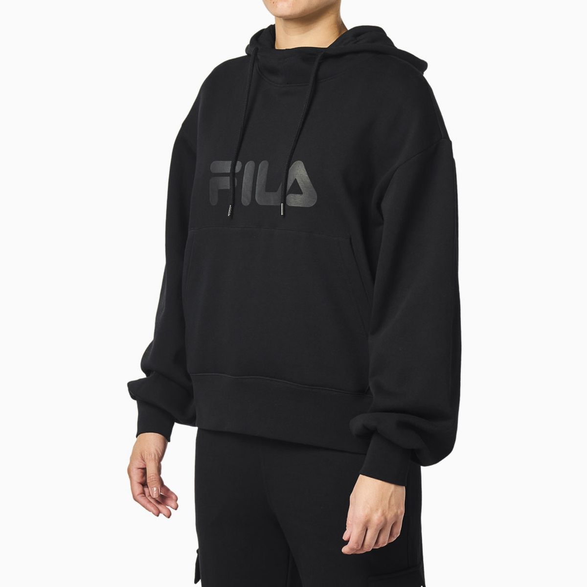 FILA - Polerón Fila Comfort Letter III Mujer Negro