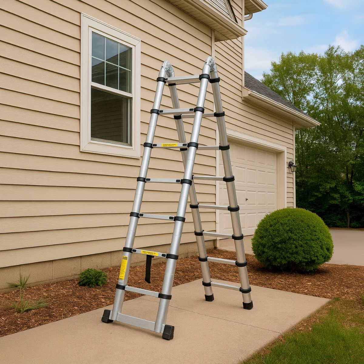 GENERICO - Escalera telescópica 2x8 peldaños aluminio 5m 150kg Cerram