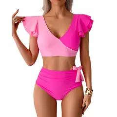 HIPSY SWIMWEAR - Bikini De Tiro Alto Top Vuelos En V Milena Colores Hipsy