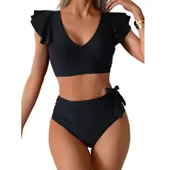 HIPSY SWIMWEAR - Bikini De Tiro Alto Top Vuelos En V Milena Colores Hipsy