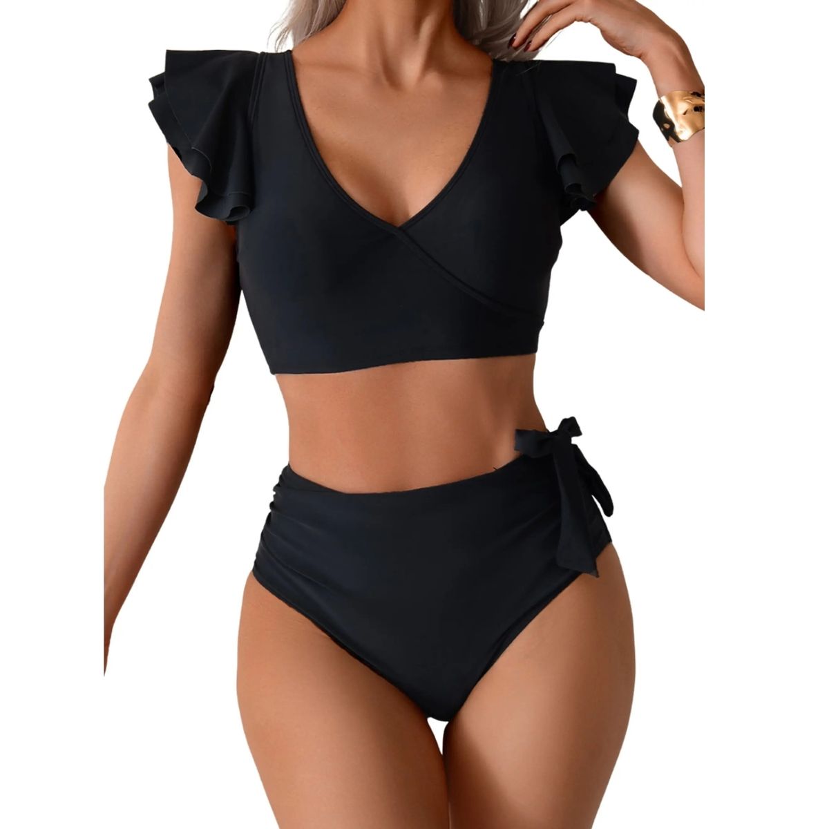 HIPSY SWIMWEAR - Bikini De Tiro Alto Top Vuelos En V Milena Colores Hipsy
