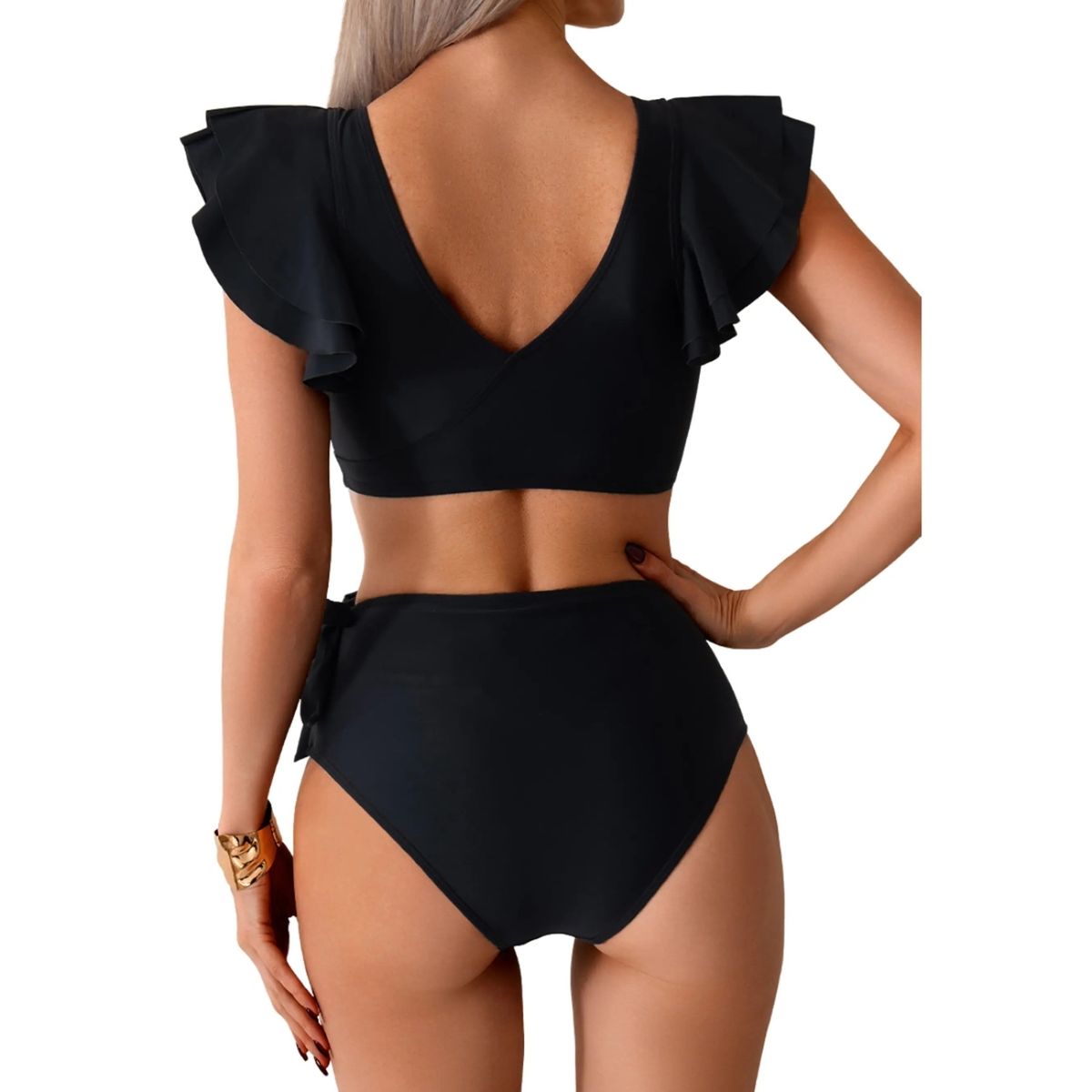 HIPSY SWIMWEAR - Bikini De Tiro Alto Top Vuelos En V Milena Colores Hipsy
