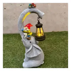 GENERICO - Estatua de Elefante Solar - Resina Luz Cálida IP65