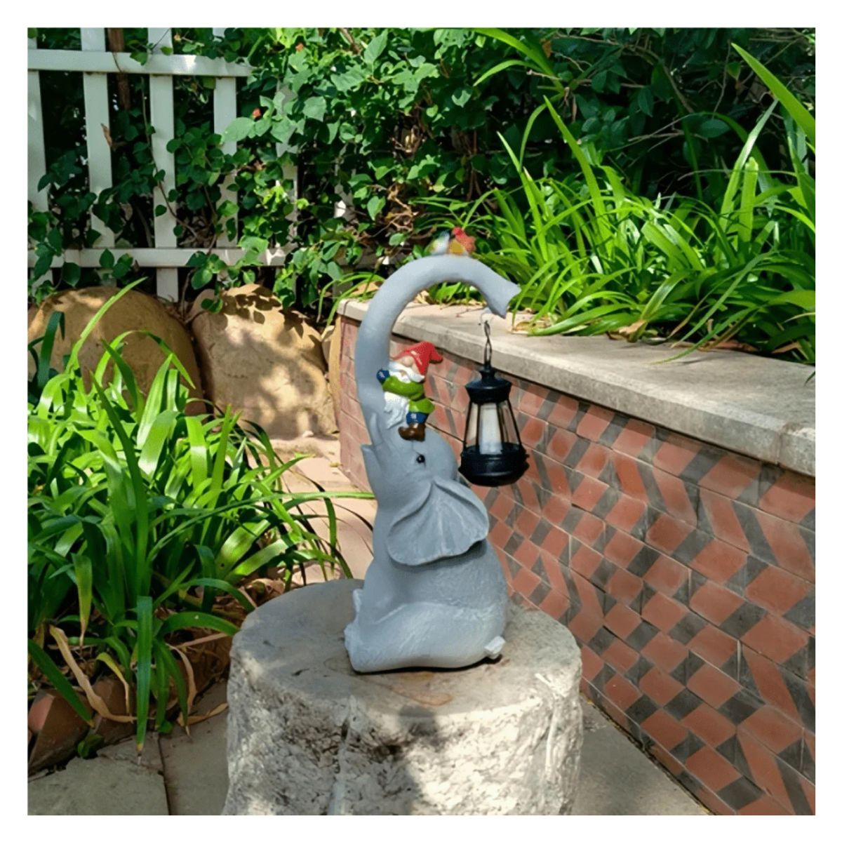 GENERICO - Estatua de Elefante Solar - Resina  Luz Cálida  IP65