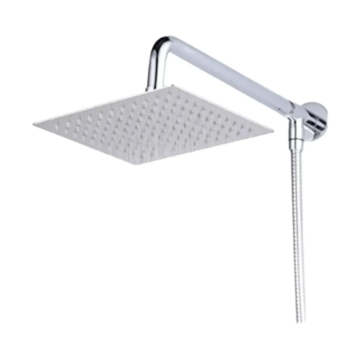 GENERICO - Plato Ducha Cuadrado + Brazo Para Flexible + Flexible 1.85 M