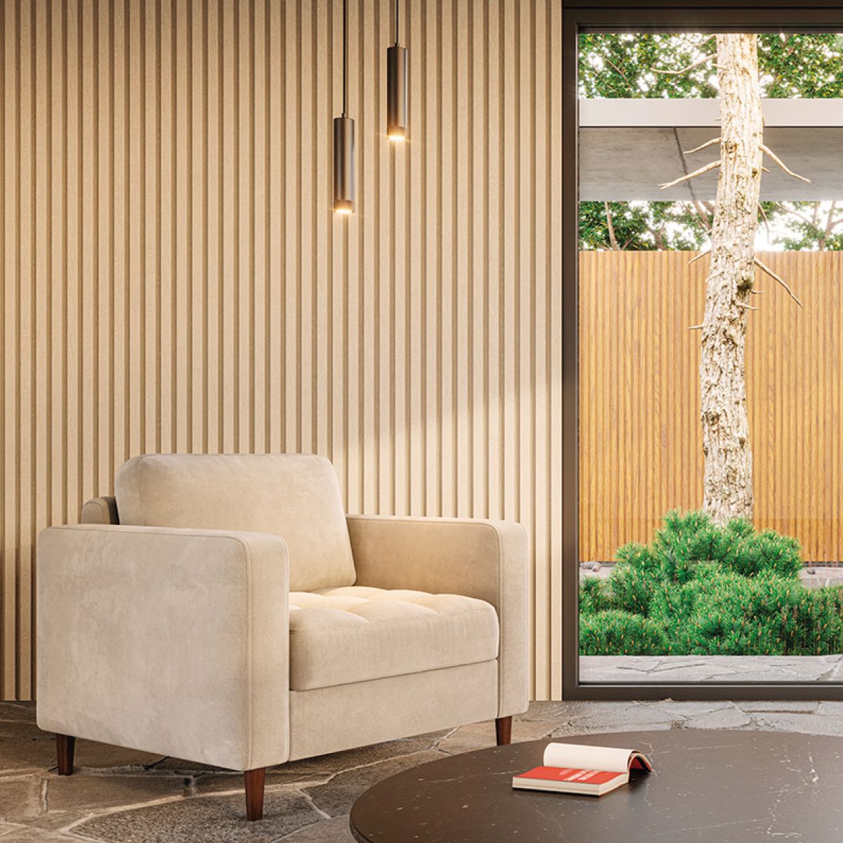 DOER - Wall Panel WPC Decorativo Haya Beige, 240x16, 22mm, Caja 10 Unids.