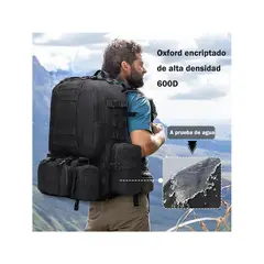 EVERSO - Mochila Tactica Militar 50l Impermeable Multiusos Camping Negro Liso