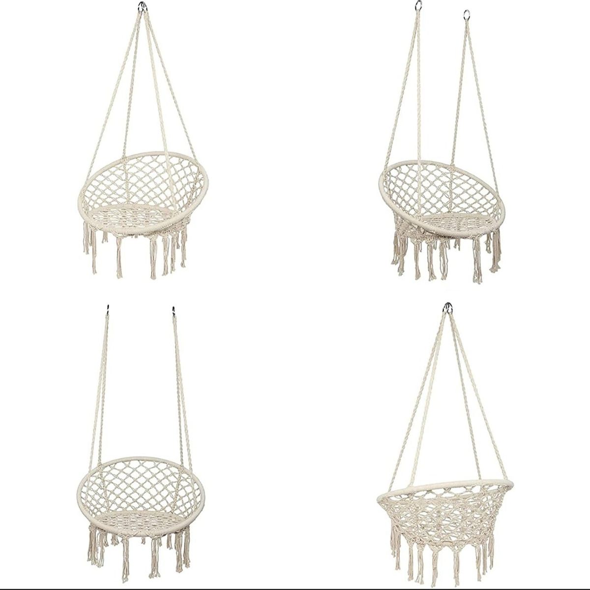 GENERICO - Silla Hamaca Colgante de Macramé Resistente 150 kg Hogar Terraza Jardín