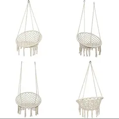 GENERICO - Silla Hamaca Colgante de Macramé Resistente 150 kg Hogar Terraza Jardín