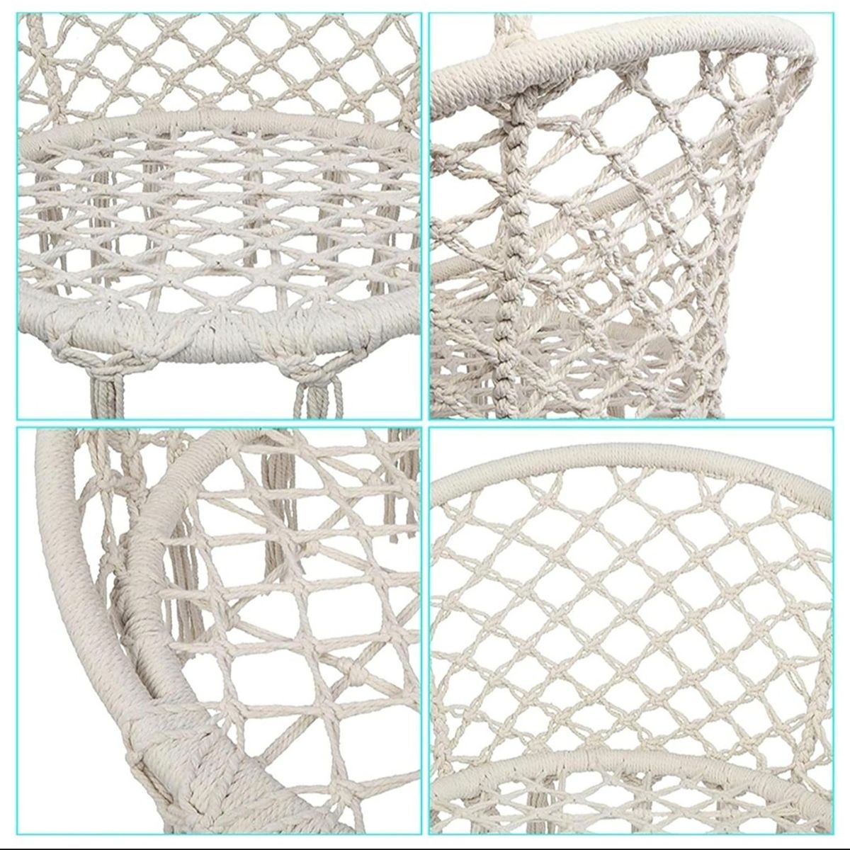 GENERICO - Silla Hamaca Colgante de Macramé Resistente 150 kg Hogar Terraza Jardín