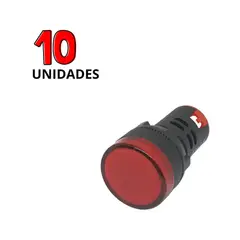 GENERICO - Pack 10un - Luz Piloto Led Roja 220VAC 22mm
