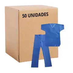 CLEANCARRIER - Traje Medico Desechable Ambo Sms Pack X 50 Camisa + Pantalon Talla L