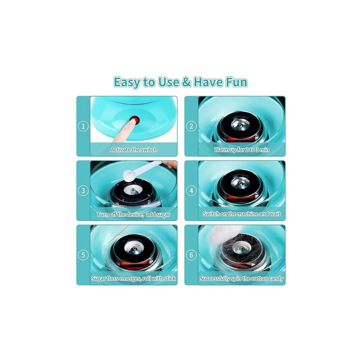 GENERICO - Maquina De Algodón Azúcar Maquina Para Hacer Algodón Azúcar celeste