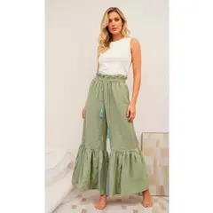 LIKE SHOP - Pantalón Palazzo Mujer Liviano con Vuelos Excelente Calidad 2605