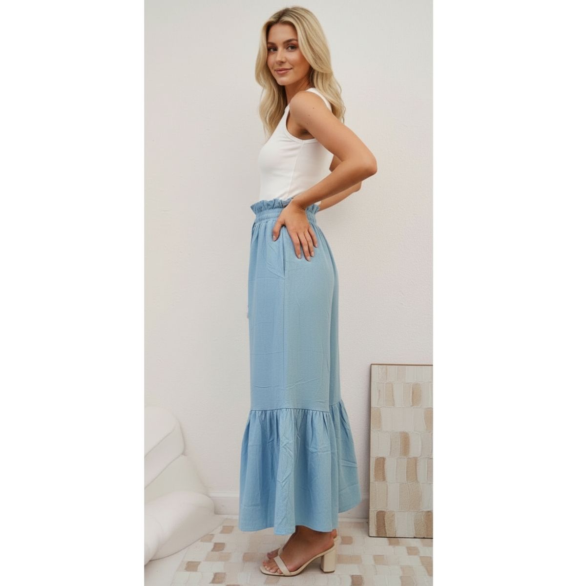 LIKE SHOP - Pantalón Palazzo Mujer Liviano con Vuelos Excelente Calidad 2605