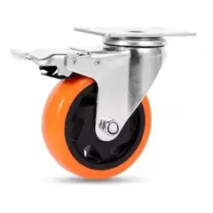 GENERICO - Rueda Para Carros Muebles Frenos 4 Pulgadas 150 Kg Naranja - 329006