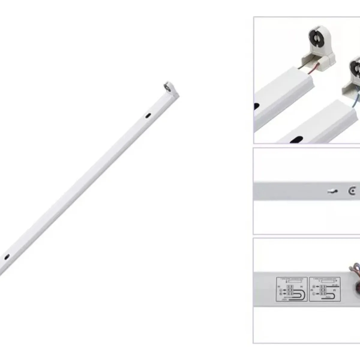 GENERICO - X5 Base Canoa Simple Para Tubo Led T8 60cm  Listón 220v  Blanco Frío - 001043