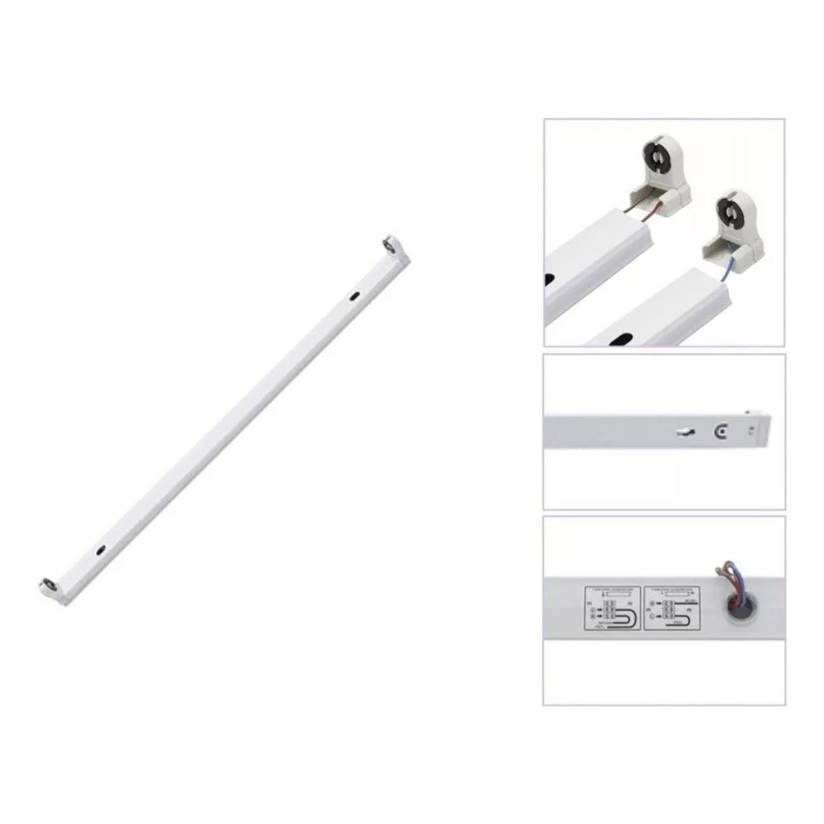 GENERICO - X5 Base Canoa Simple Para Tubo Led T8 60cm  Listón 220v  Blanco Frío - 001043