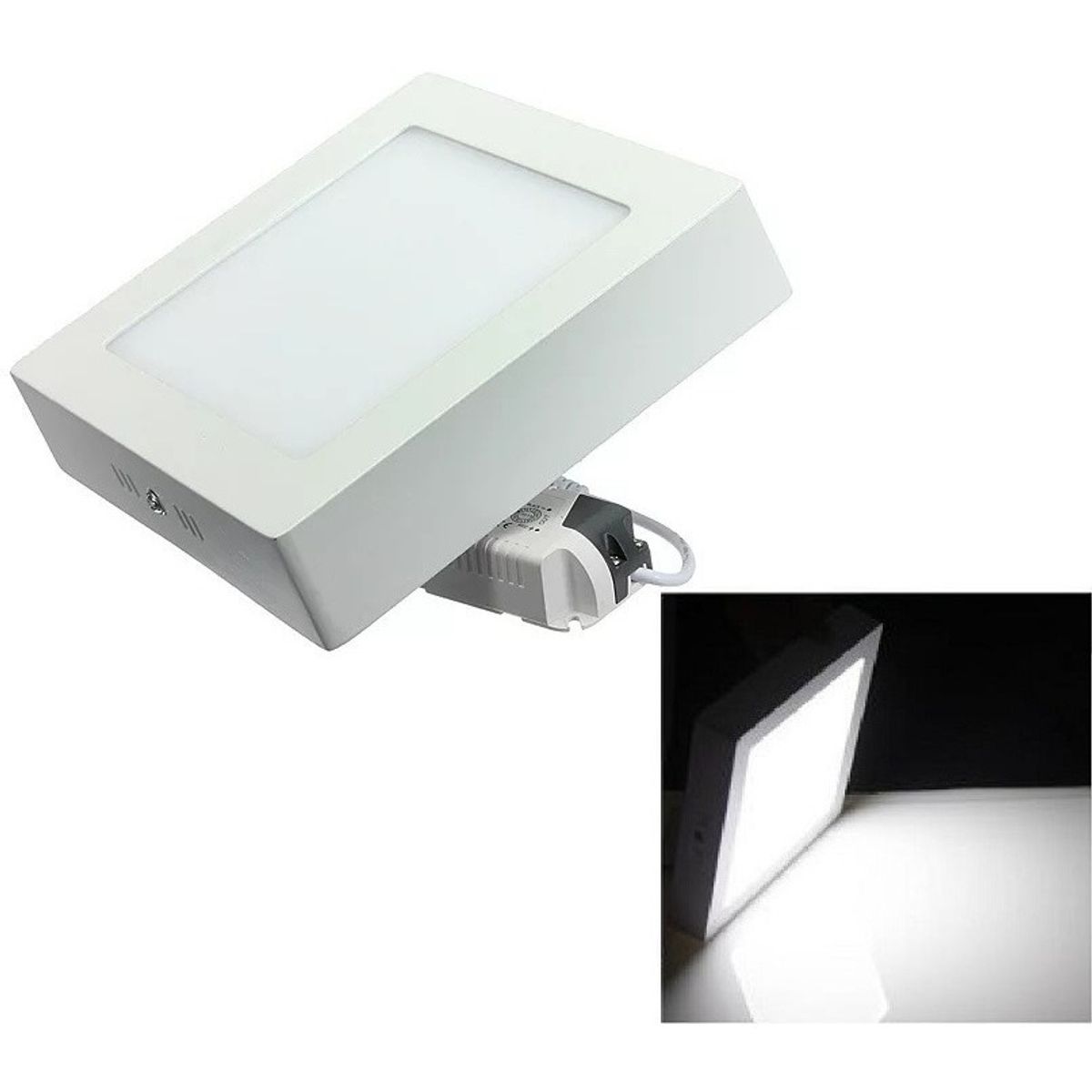 GENERICO - 10 Foco Panel Plafón Led 12w Sobrepuesto Cuadrado Luz Frío   Blanco Blanco-003321 B 003026