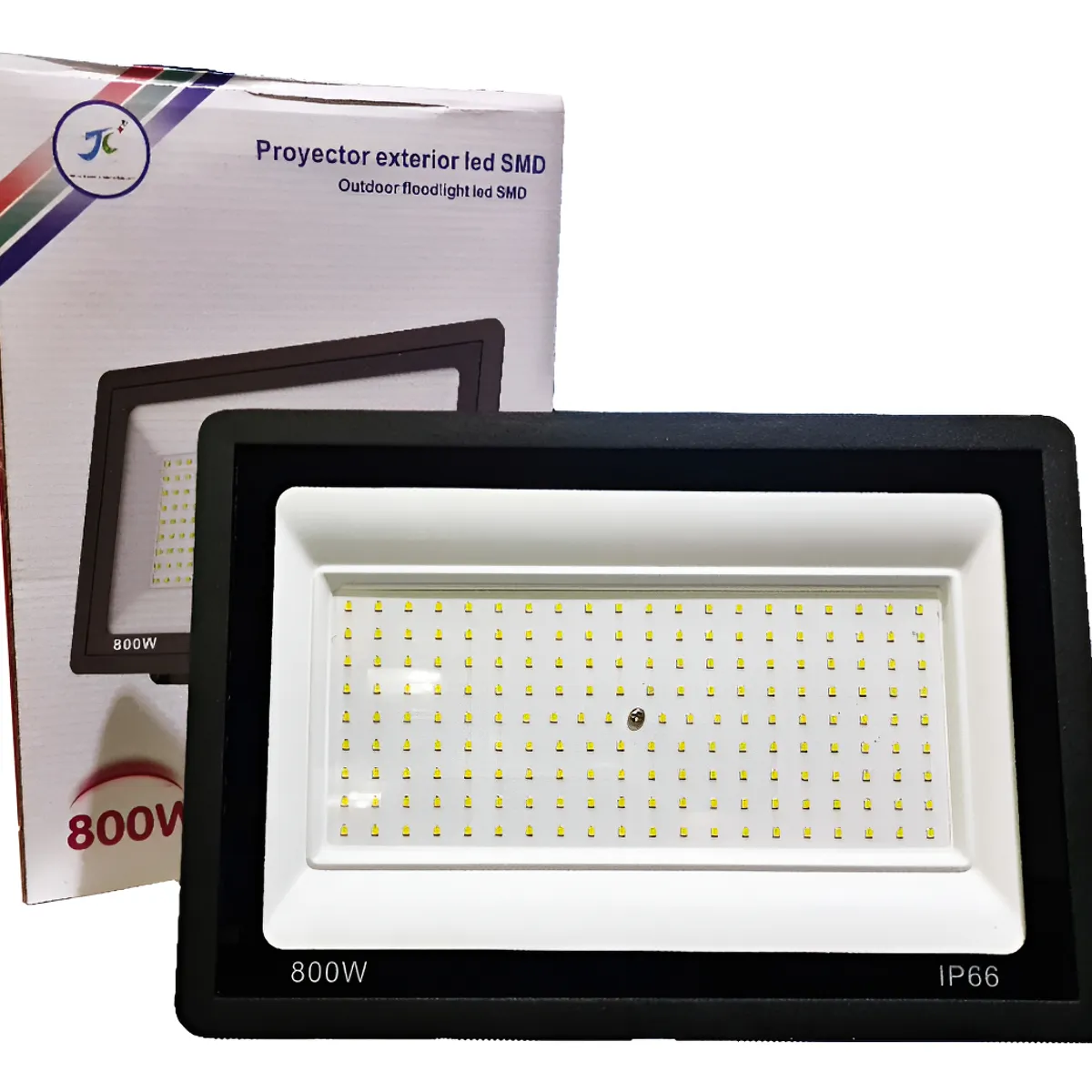 GENERICO - Foco Proyector Plano Led Reflector Multiled 800w Exterior Negro - 003364