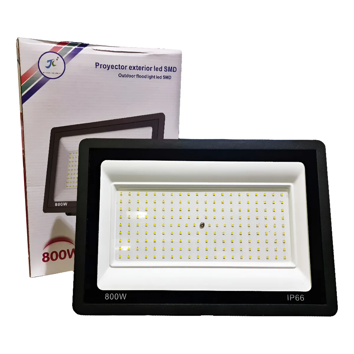 GENERICO - Foco Proyector Plano Led Reflector Multiled 800w Exterior Negro - 003364