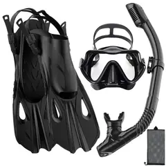 QUICKY - Set Buceo Niños Aleta Kit Mascara + Aletas De Buceo Negro Sm