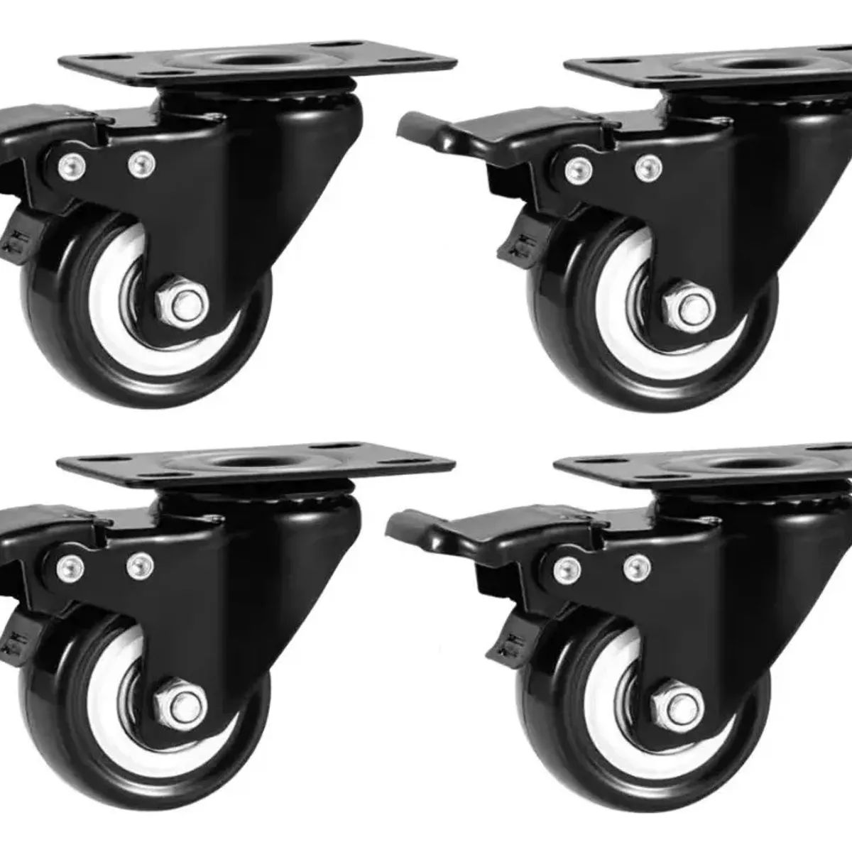 GENERICO - Pack 4 Ruedas Giratorias Con Freno 2 Pulgadas Industrial