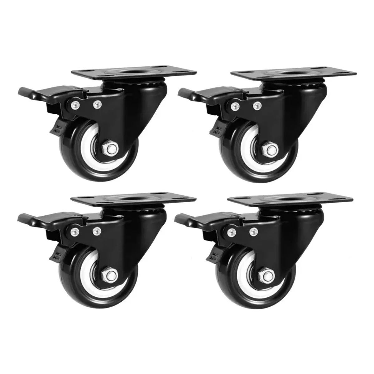 GENERICO - Pack 4 Ruedas Giratorias Con Freno 2 Pulgadas Industrial