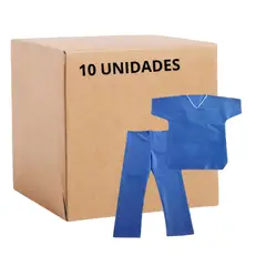 CLEANCARRIER - Traje Medico Desechable Ambo Sms Pack X 10 Camisa + Pantalon Talla XL