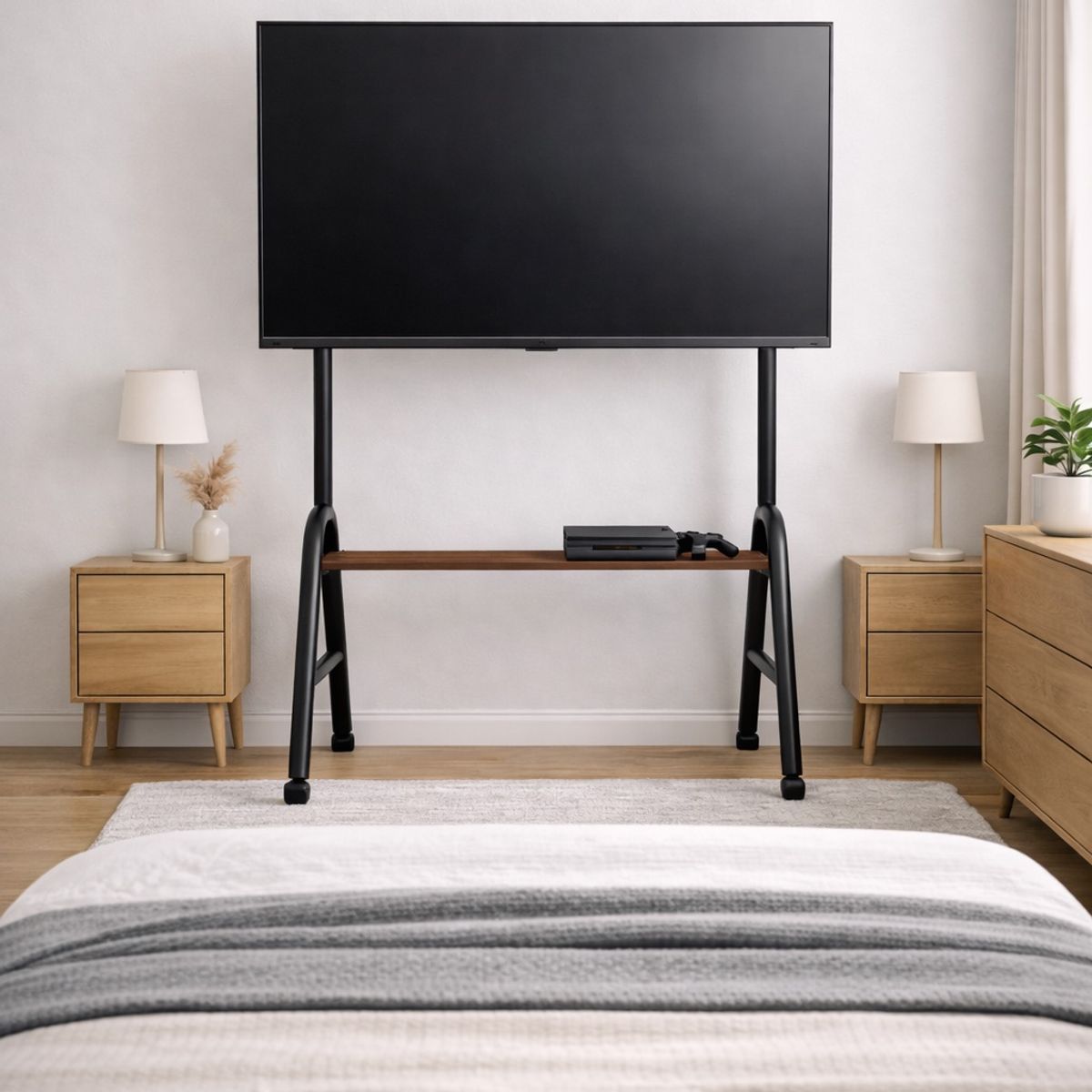 GENERICO - Soporte Rack Para Tv Con Patas De Ruedas Y Mesa De 32 A 75 Negro Cod7772