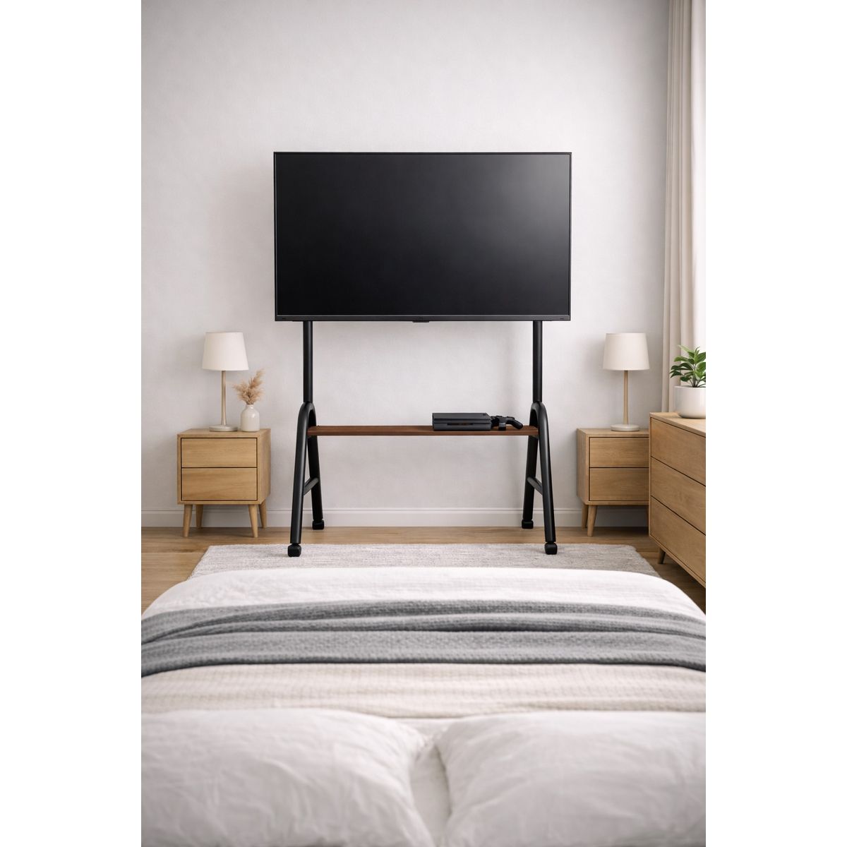 GENERICO - Soporte Rack Para Tv Con Patas De Ruedas Y Mesa De 32 A 75 Negro Cod7772