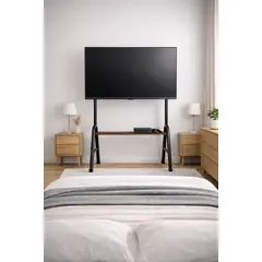 GENERICO - Soporte Rack Para Tv Con Patas De Ruedas Y Mesa De 32 A 75 Negro Cod7772