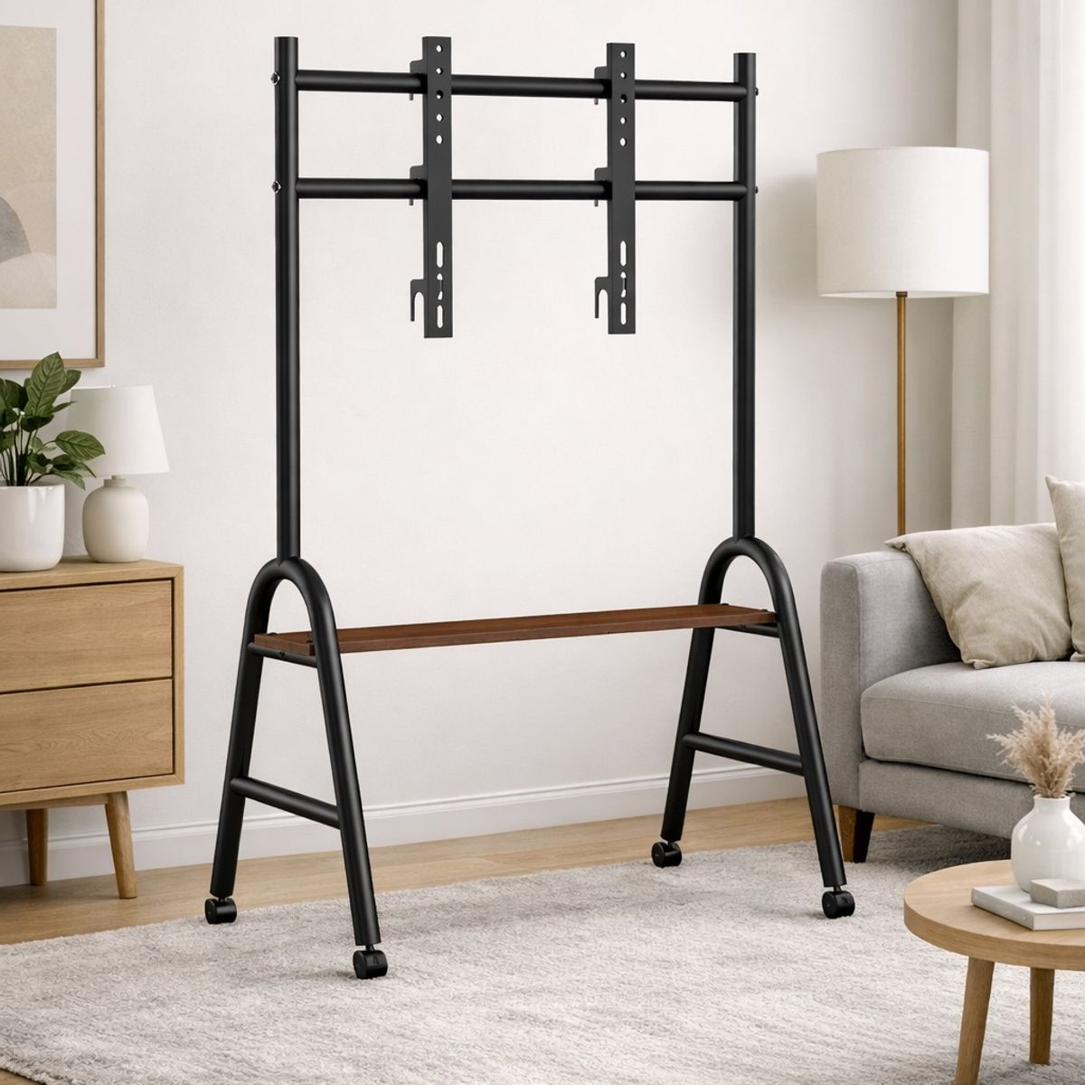 GENERICO - Soporte Rack Para Tv Con Patas De Ruedas Y Mesa De 32 A 75 Negro Cod7772