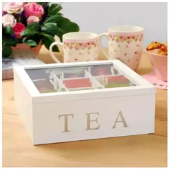 UNIVERSAL - Caja Madera para Té con tapa de Vidrio