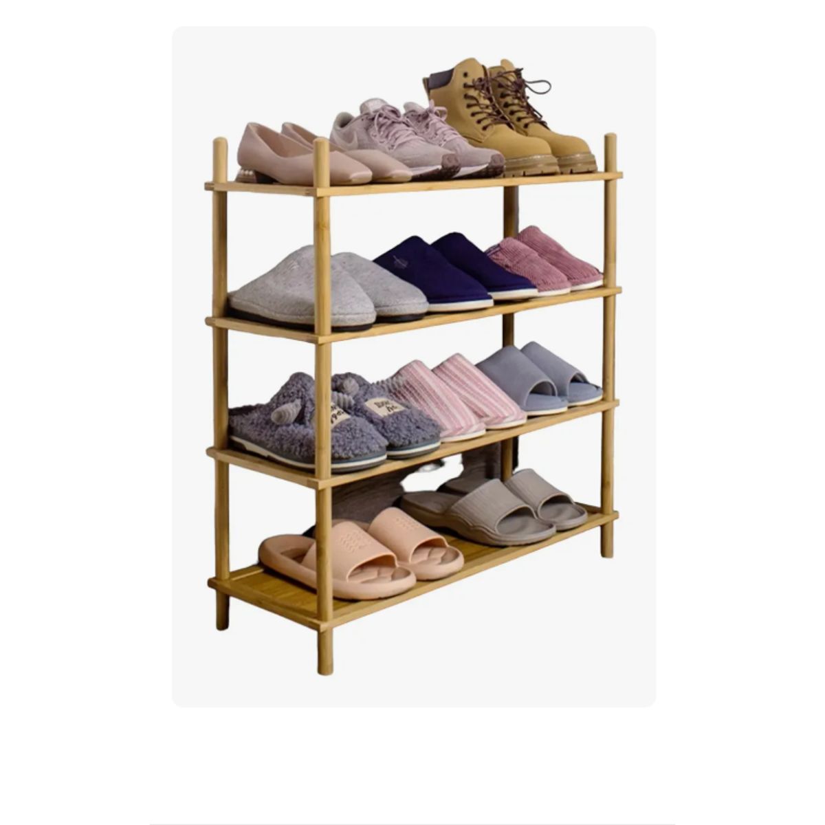 GENERICO - Zapatero Organizador Mueble Zapatero Bambú 4 Niveles