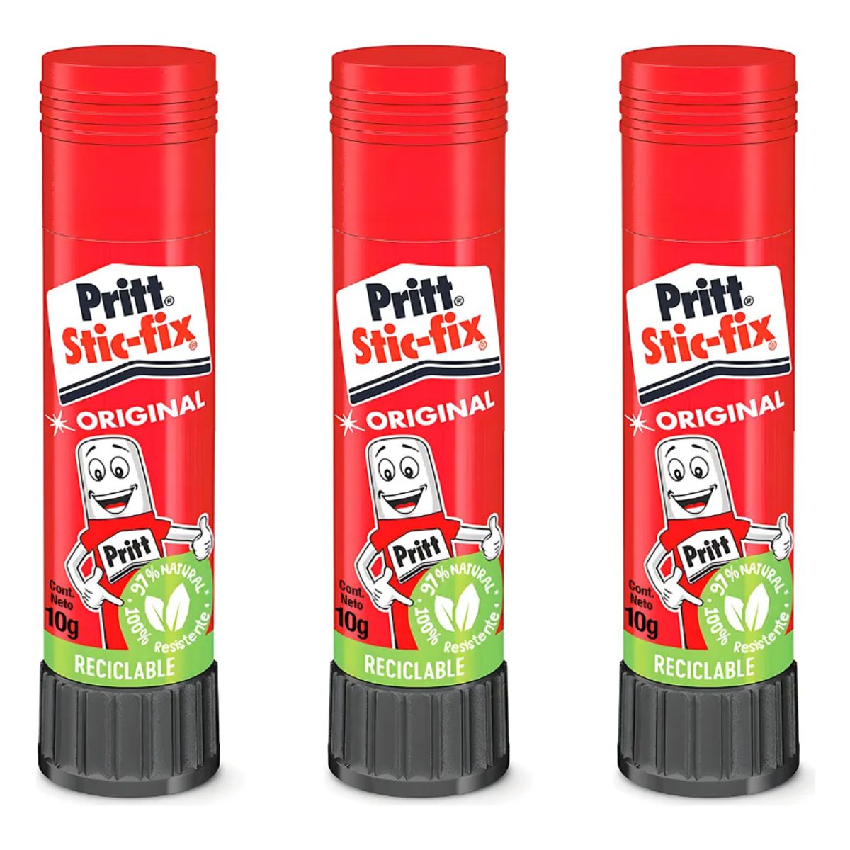 PRITT - Pack 3x pegamento Adhesivo Barra Stick Fix 10g Pritt