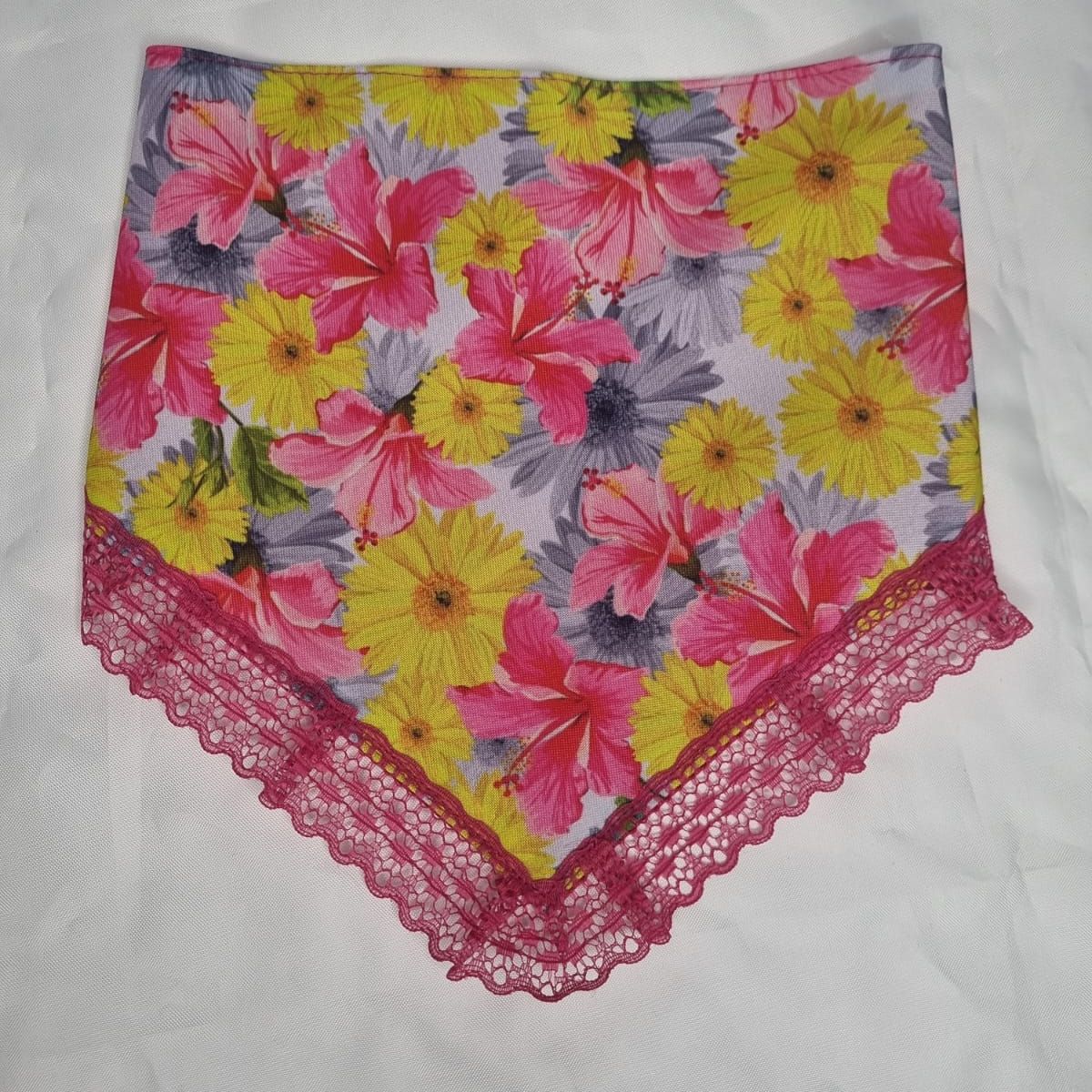 EL MUNDO DE EMMA - Bandana mascota flores amarillas talla XL